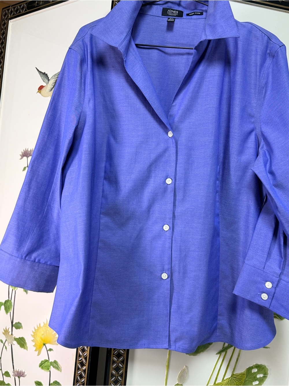 Jones New York Signature Easy Care Button Down Blouse Periwinkle XL